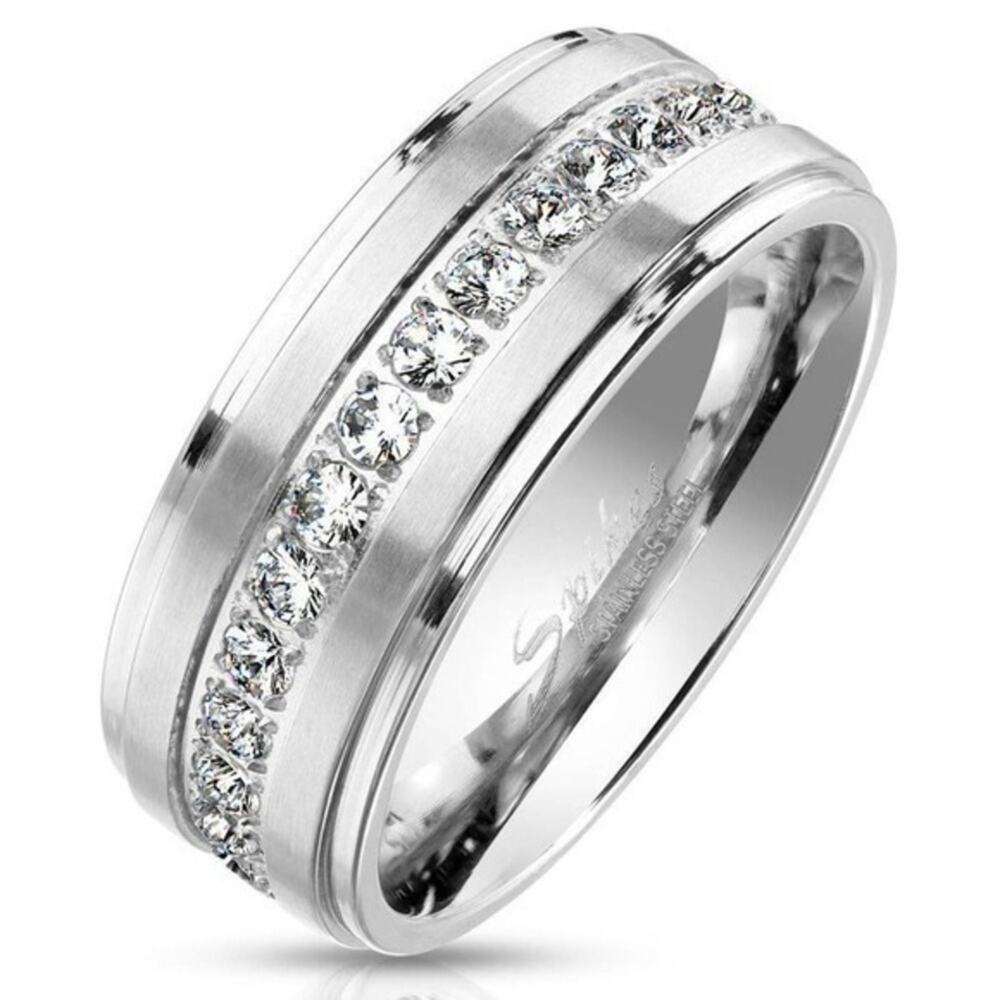New stainless steel CZ mens ring size 9‎